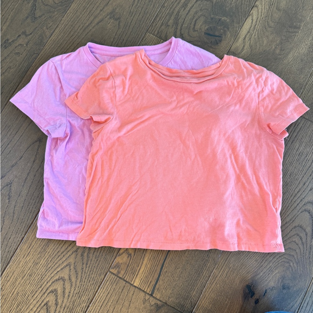 Universal Thread- Cropped Short-Sleeve Tees in Pink & Coral